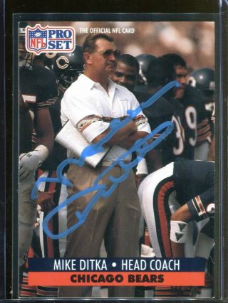 Mike Ditka Chicago Bears Coach 1991 Pro Set Signed Card Authentic Autograph Auto