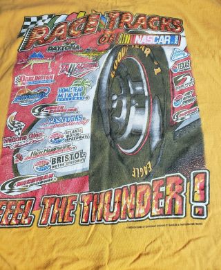 Race Tracks Of Nascar Feel The Thunder Gold 2000 Racing T Shirt Vtg Xl