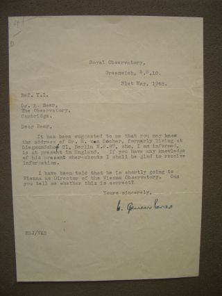 Typed Letter Signed By The Astronomer Royal,  Harold Spencer Jones,  1948