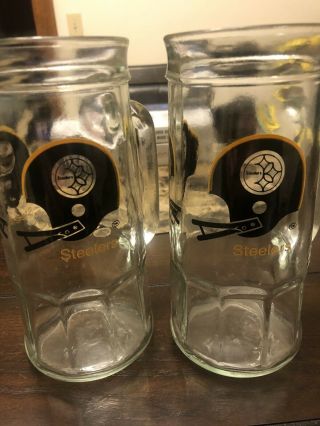 Vintage Pittsburgh Steelers Fisher Peanuts Glass Beer Mug