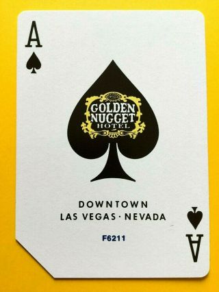 Golden Nugget Hotel Casino (lv) Ace Of Spades Swap Playing Card Logo Pip F6211