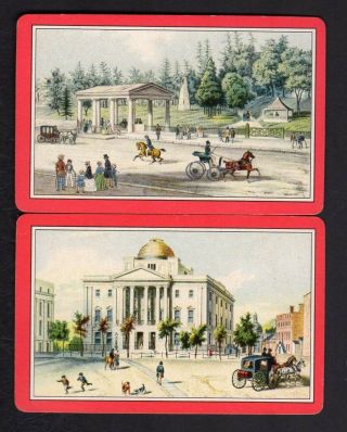 Vintage Swap Cards - Olden Days Scenes Pair (blank Backs)