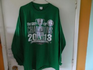 Saskatchewan Roughriders Shirt 101st Grey Cup Champions 2013 Mens Large Cfl