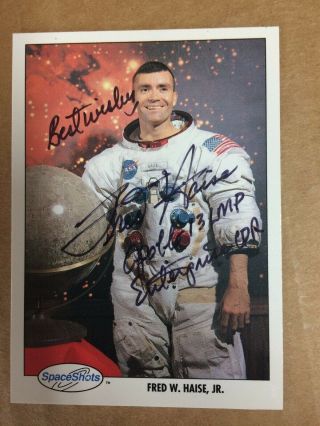 Autograph Fred Haise Jr.  Astronaut,  On Space Shots Card