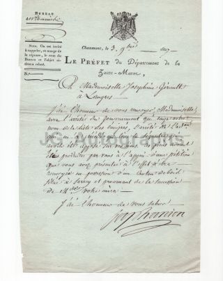 Antique French Manuscript Document From 1807