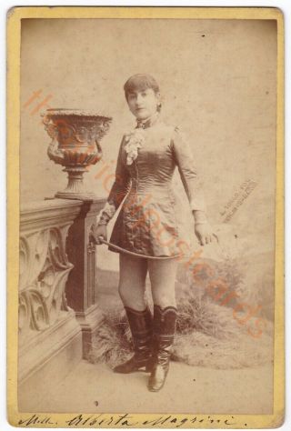Late 19th Century Circus Performer Alberta Magrini.  Signed Cabinet Card Photo