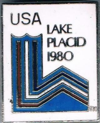 Vintage Small White 1980 Lake Placid Usa Olympic Team Games Mark Noc Pin