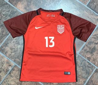 Nike Authentic Us Soccer Alex Morgan Jersey Sz 24 Youth Usa Team Red