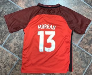 NIKE Authentic US SOCCER Alex Morgan Jersey Sz 24 Youth USA Team Red 2