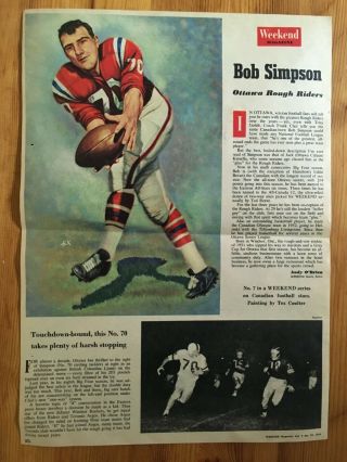 1959 Photo Canadian Football League Cfl Ottawa Rough Riders Bob Simpson