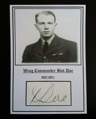 Wwii Raf Battle Of Britain Spitfire Fighter Ace W/c Bob Doe Dso Dfc Signed