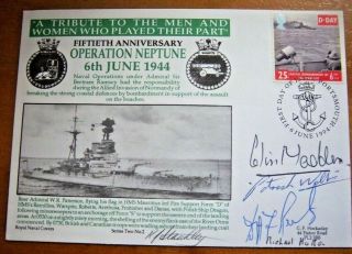 1994 Royal Navy 50th Anniversary Of D - Day Operation Neptune Multi Signed Cover - 6