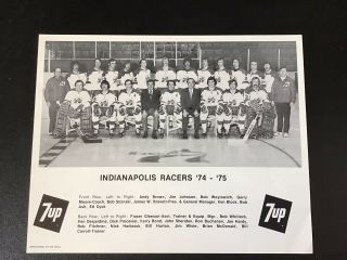 1974 - 75 Indianapolis Racers Team Photo (inaugural Wha Season)