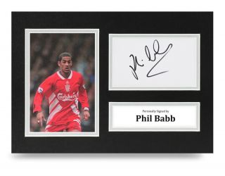 Phil Babb Signed A4 Photo Display Liverpool Autograph Memorabilia