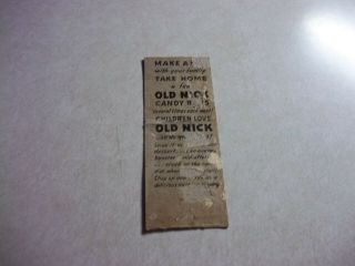 Vintage 1940 ' s OLD NICK CANDY BAR MATCHBOOK COVER Young Boy Nut Roll Food 3
