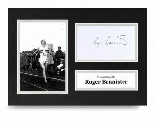 Sir Roger Bannister Signed A4 Photo Display 4 Minute Mile Autograph Memorabilia