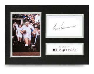 Bill Beaumont Signed A4 Photo Display Rugby Union Autograph Memorabilia