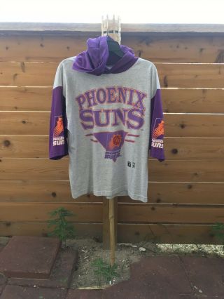 Vintage 90s Nba Phoenix Suns The Game Big Logo Hoodie A Tee Shirt Usa Men’s S