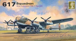 Av600 Ww2 617 Squadron Avro Dambuster Lancaster Raf Cover Signed Ken Trent Dfc