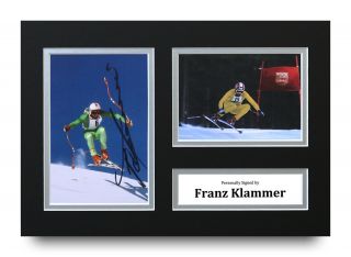 Franz Klammer Signed A4 Photo Display Alpine Ski Olympics Autograph Memorabilia