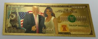 Donald Trump Melania Gold Bank Note 1 Billion Dollar Signed 2020 Americana Pence