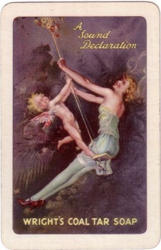 Fairy,  Lady On A Swing Wrights Coal Tar Soap Advert - Linen Swap P/card C1920