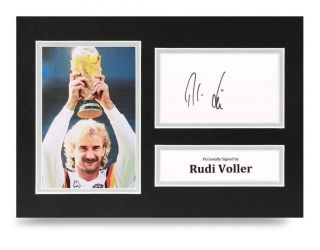 Rudi Voller Signed A4 Photo Display Germany World Cup Autograph Memorabilia