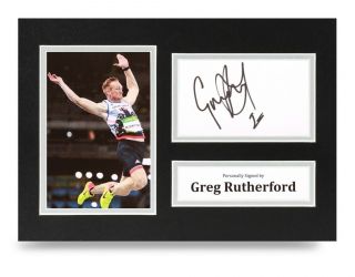 Greg Rutherford Signed A4 Photo Display Olympics Long Jump Autograph Memorabilia