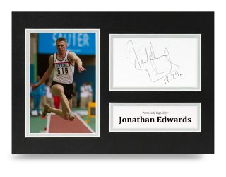 Jonathan Edwards Signed A4 Photo Display Olympics Autograph Memorabilia