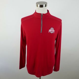 Ohio State Buckeyes Mens Stretch Rayon Ls 1/4 Zip Red Pullover Shirt J America M
