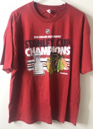 2013 Chicago Blackhawks Nhl Hockey Stanley Cup Champions Reebok Men’s T - Shirt Xl