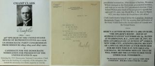 Speaker House Representatives Congressman Mo 1912 President Cand Letter Signed