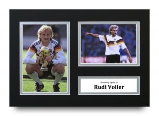 Rudi Voller Signed A4 Photo Display Germany World Cup Autograph Memorabilia,