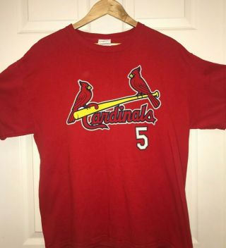 Majestic Mlb St Louis Cardinals 5 Albert Pujols Red Graphic T - Shirt Size Large