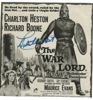 Charlton Heston Actor Ben - Hur,  Planet Of The Apes.  Signed Autograph