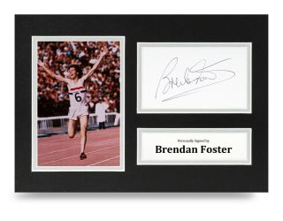 Brendan Foster Signed A4 Photo Display Olympics Autograph Memorabilia,