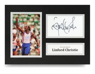 Linford Christie Signed A4 Photo Olympics Autograph Display Memorabilia,