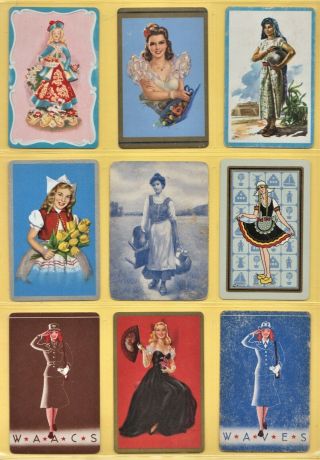9 Vintage Pinup Playing Cards Vgood Classic Women 1 Blank Back
