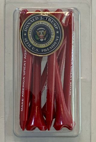 Donald Trump Presidential Seal.  Golf Ball Marker,  10 Maga Tees Set