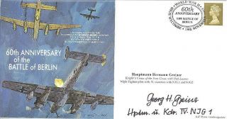 Mf10 Battle Of Berlin Avro Lancaster Raf Cover Signed Luftwaffe Ace Greiner Kc