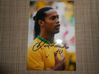 Ronaldinho,  Brazilian Footballer,  An Hand Signed 6 X 4 Photo