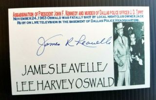 Lee Harvey Oswald Killed By Jack Ruby - James Leavelle Autographed 3x5 Index Card