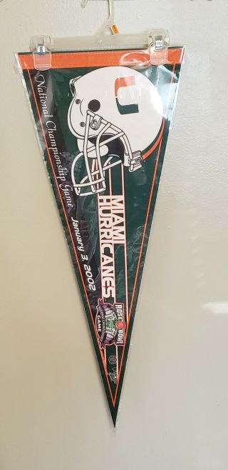 Miami Hurricanes 2002 National Championship Vintage Felt Pennant With Holder