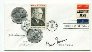 Usa - 1965 Salvation Army Fdc - Signed By President First Lady - Bess Truman