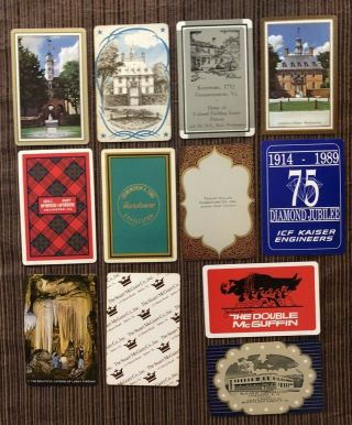 12 Vintage Playing Cards W Va & Virginia Ads Gov Bldg & Attractions 2 Swaps