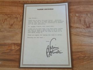 Valerie Bertinelli Signed Letter To A Fan " One Day At A Time " Actor Auto (e1)