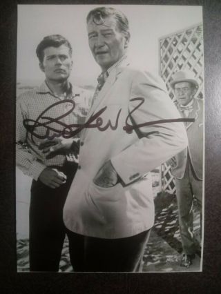 Patrick Wayne Authentic Hand Signed Autograph 4x6 Photo With Dad Is John Wayne