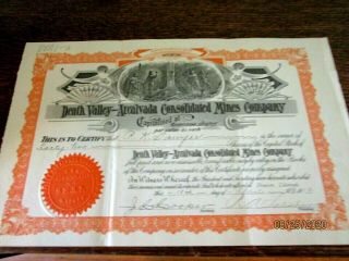 1910 Death Valley - Arcalvada Consolidated Mines Co.  Stock Certificate