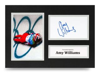 Amy Williams Signed A4 Photo Display Olympic Skeleton Autograph Memorabilia