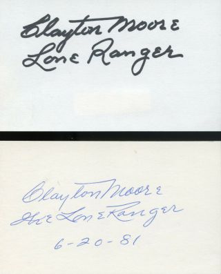 Clayton Moore The Lone Ranger 2 Signed 3x5 Cards (x556)
